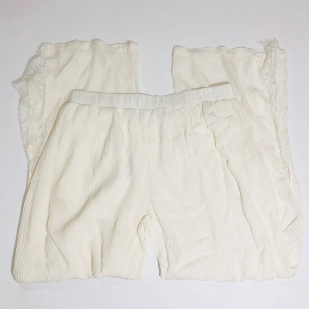 Derek Heart Cream Lace Flowy Pants Sz Large B1